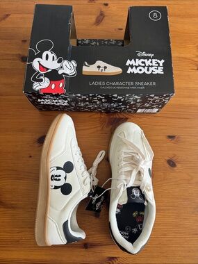 Disney Mickey Mouse Cream and Black Ladies Character Sneakers